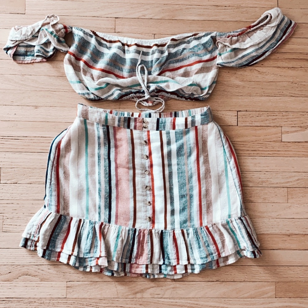 Two piece American eagle matching stripe set small